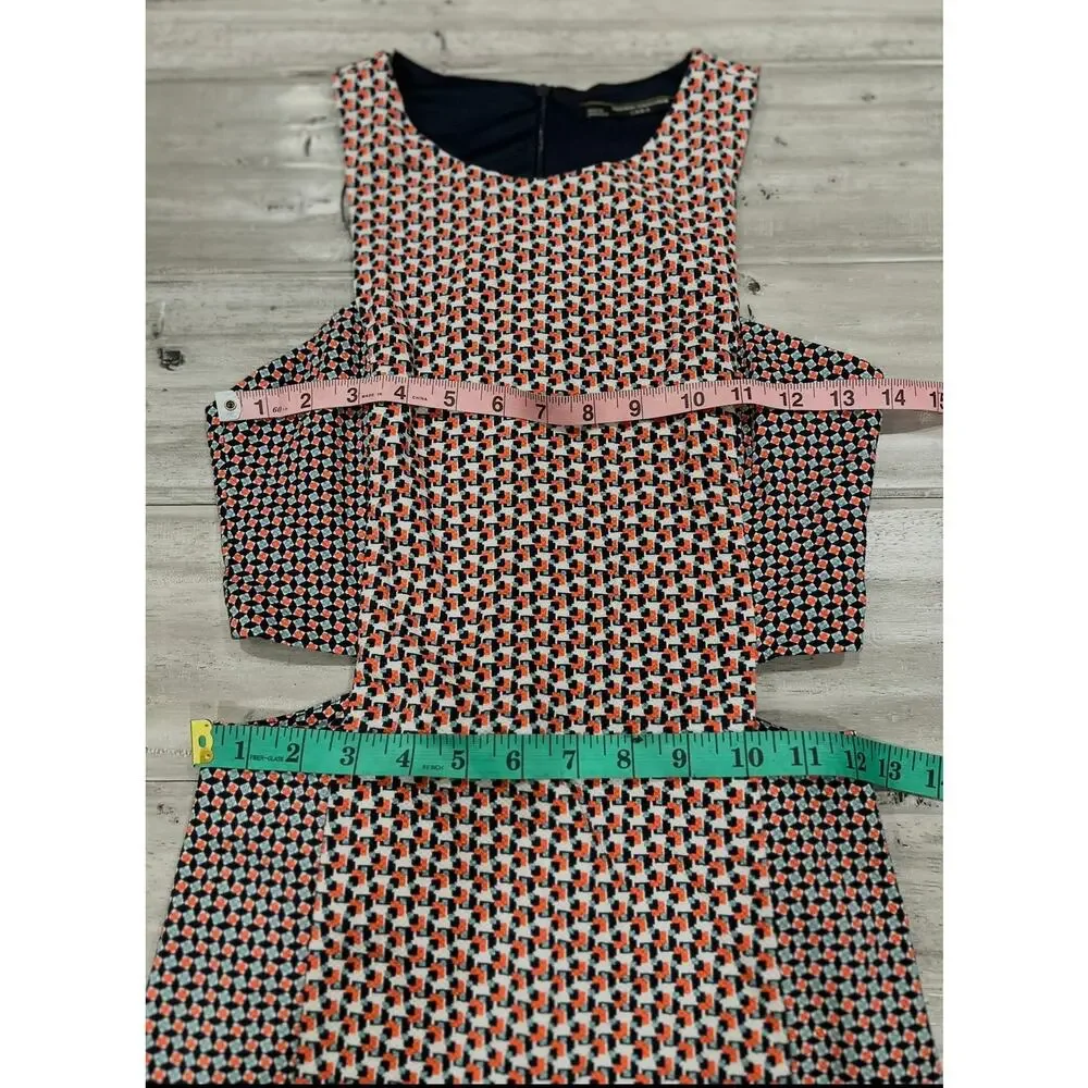Zara XS Geometric Cutout Romper Mini Dress Red Navy White Resort Vacation